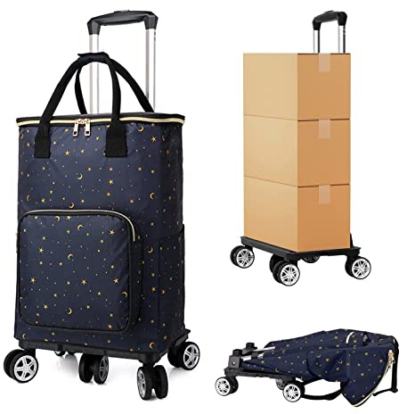 Carrello pieghevole per la spesa con borsa impermeabile, in metallo leggero, 35 l, per una facile mobilità e conservazione