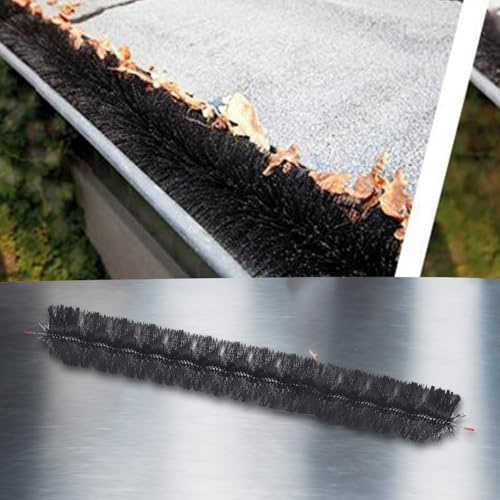 Gettimore Spazzola per grondaie, 12 m di lunghezza, 100 mm, per tetto e protezione fotovoltaica, colore nero, compatibile con grondaie in rame e plastica, previene foglie e nidificazione degli animali