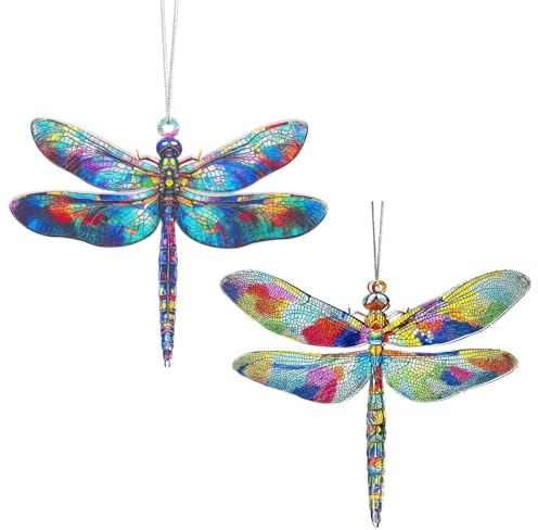 Dragonfly Gifts for Women, Decor Car Ornaments, Garden Decoration, Acrylic Dragonfly Ornament with Suncatcher Effect for Christmas Tree, Window, Home Decor