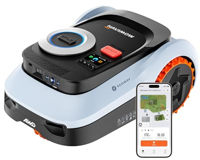 Segway Navimow i210 LiDAR Pro Robot cortacésped sin Cable Perimetral, LiDAR + Visión + Red RTK, Xero-Turn AWD, mapeo automático, Tracción Integral para Pendientes del 55%, Rec. 1000 m²