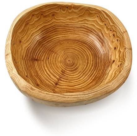 YNNHUDEEP Obstschale aus Natur Holz, Natur Holzschale SalatSchüssel, Handgemachte Dekoschale Unregelmäßige Kreative Obst Servierschüssel Dekoschale für Salate Obst Snack Schlüssel Dekor (15—19cm)