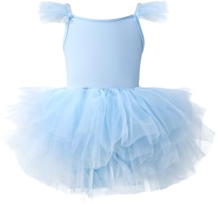 Generico Tutu Danza Balletto Bambina Vestito Danza Classica Ballerina Leotard Senza Maniche con Gonna inTulle per Balletto e Saggio 3-10 Anni