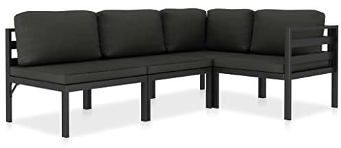 Qnhdfrt 4-TLG. Gartensofa Set Aluminium Anthrazit, Modulares Lounge-Set für Terrasse & Garten, Gartenmöbel mit Polstern, Wetterbeständiges Sitzmöbel, 2 Eck- & 2 Mittelteile