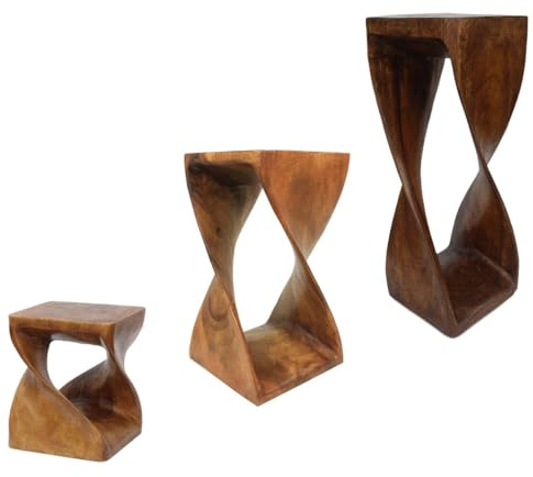 Ständer Säule Gedreht Podest Hocker Tisch Beistelltisch Holz 52cm Braun