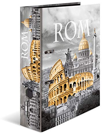 HERMA Ordner A4 Rom Italien, 7 cm breit, Kinder Ringordner mit Städte Motiv, bunter Aktenordner mit Innendruck für Jungen und Mädchen