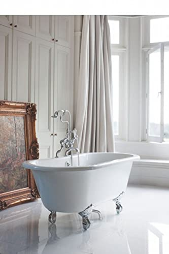 Casa Padrino Jugendstil Badewanne freistehend 1500mm BWin Weiß - Freistehende Retro Antik Badewanne, Badewannen Füsse:Luxury Classic Weiß