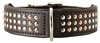 HUNTER SAN DIEGO Hundehalsband, Leder, geschmeidig, Nieten, 50 (S-M), braun
