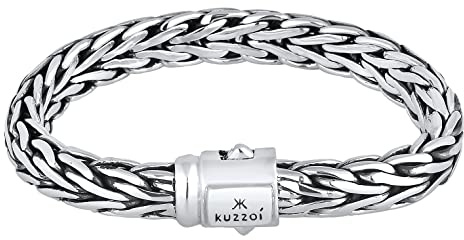 Kuzzoi Silber-Armband Herren 925 Silber 9 mm handgefertigtes Herrenarmband | 925er Sterling Silber Panzerarmband Buddha Design 61g 335202