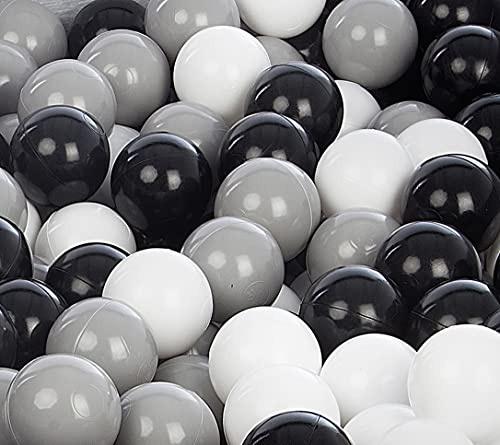 Conjunto de bolas pelotas para piscina infantil 900 piezas, O 7cm (Colores de bolas: negro,blanco,gris)
