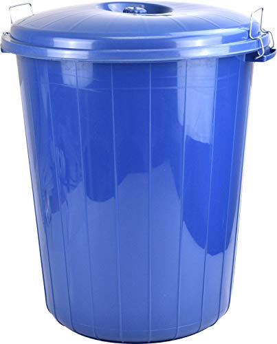 Sterling Ventures 25L Garden Waste Rubbish Dust Bin with Locking Lid (Blue)