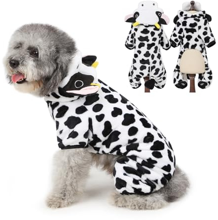 PETCUTE Hundemantel Winter Warme Hundejacke,Cartoon-Muster Hundebekleidung Outfit für Kleine mittel große Hunde, Hundepullover mit Knopf-Verschluss für Labrador Chihuahua Französische Bulldogge,S