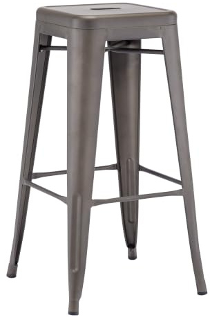 Duhome Barstuhl Eisen Barhocker, Sitzhöhe 76cm Tresenhocker, Stapelbar Metall Bistrohocker mit Fußstütze im Industry Design, Metallic Braun