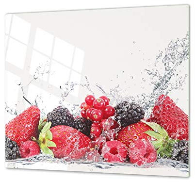 Kitchen Board & Induction Cooktop Cover – Glass Pastry Board; Measures: Single: 23,62” x 20,47”; Double: 2X 11,81” x 20,47”; D07B Fruits and Vegetables