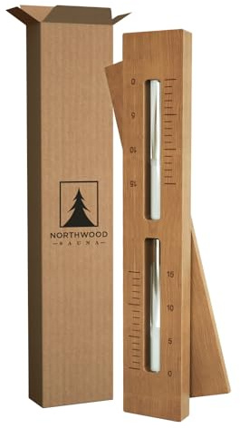 Northwood Sauna - Sauna Sand Timer - Handmade from Canadian Red Cedar Wood - Wall-Mounted Rotating 15-Minute Hourglass with White Sand