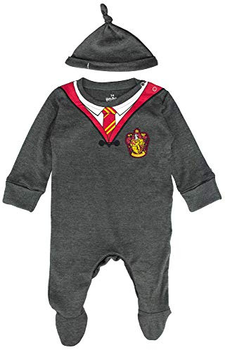 GWCC Lizenzierter Harry Potter Baby Strampler Baby Grow mit Hut Gryffindor für Jungen oder Mädchen, anthrazit, 9-12 Months