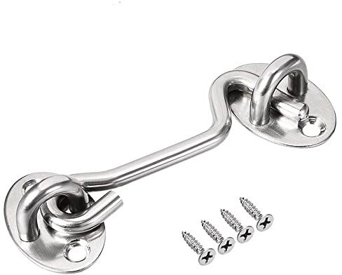 Door Hook and Eye Latch Stopper for Door Gate Window Closet Shed Screws(3Inch)