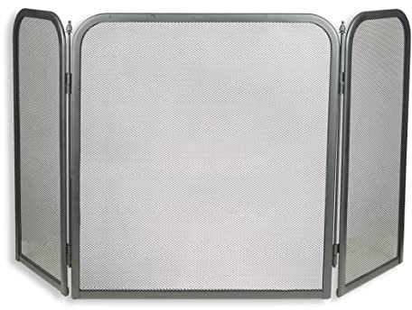 HERSIG- Protector Chimenea - Salvachispas Chimenea leña | Antichispas para Chimeneas de Leña - Rejilla Chimeneas Leña y Estufas - Plegable - 3 Hojas 98 x 53 cm - Diseño Recto