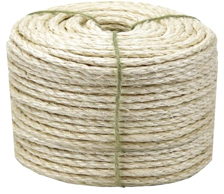 Corda in sisal per gatti, 164 m, 4 mm, per riparazione e sostituzione di tiragraffi, corda fai da te per canapa per gatti, torre, tappeti, Kicker House, giocattoli per animali domestici, decorazioni