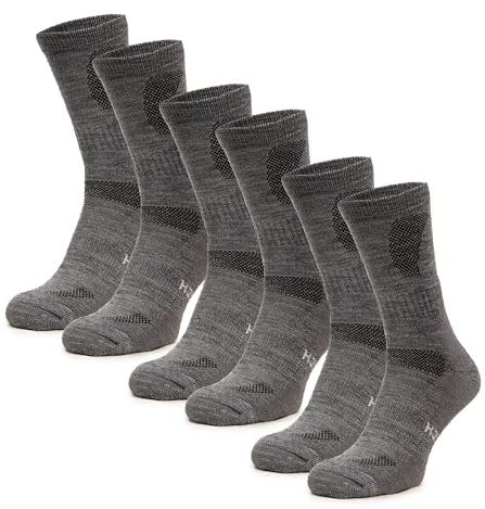 Merino.tech Calze Lana Merino Uomo e Donne - Calzini Termici, Calzini Running, Calze Trekking Lunghezza Media (Light Grey Pack of 3, 40-46)
