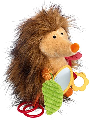 SIGIKID 42968 Aktivspielzeug Plüsch Igel, PlayQ Lernspielzeug, Beißring Spiegel Knisterfolie Rassel: erkennen, entdecken, lernen, für Babys und Kinder ab 3 Monaten, Mehrfarbig/Igel 24 cm