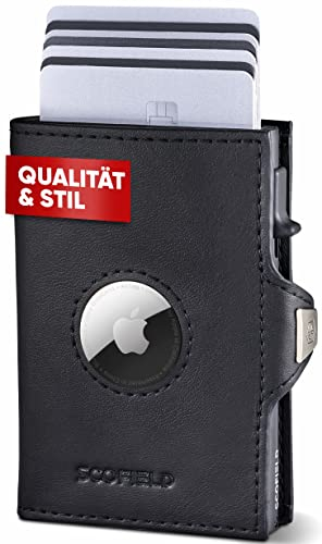 SF SCOFIELD | Airtag Wallet mit Münzfach Herren | Airtag Geldbeutel RFID - Schutz | Geldbörse für 9-10 Karten | Portmonee Herren | Portemonnaie | Kartenetui für Apple Air Tag | Wallets for Men Klein