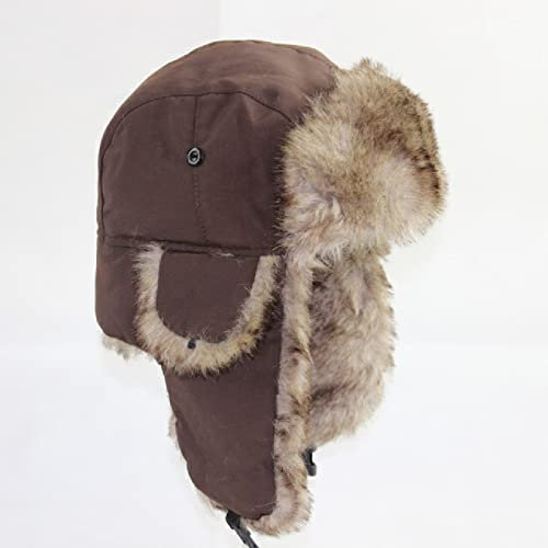 Ciamlir Russische Mütze Wintermütze Herren Damen Unisex Warmer Russischer Uschanka-Hut Mit Ohrenklappen Fell-Trappermütze Skimütze Bomer-Hüte, Stil 6,55-62 cm