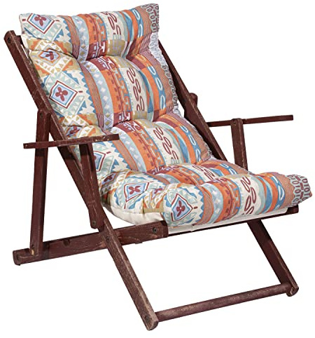 TECNOCUCI Cuscino Imbottito per Poltrona Sdraio Relax (115x55) - 100% Made in Italy - Ricambio Ideale per Interni ed Esterni (Giardini, Cortili, terrazzi) - Etnico Bordeaux