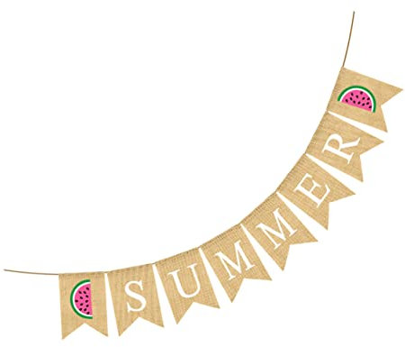 jojofuny Sommerbanner Aus Leinenmaterial Mit Wassermelonen-design Kreative Schwalbenschwanz-girlande Leinengirlande Für Sommerparty-dekorationen Wimpelkette Für Geburtstage Und Strandpartys