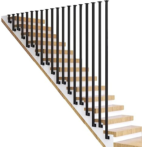 Pasamanos para escaleras Tipo L Barandilla de escalera Escalera de hierro forjado Kit de barandilla Barandilla de mano industrial antideslizante Manija de soporte montada en el techo negro 30-150cm (