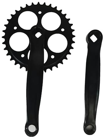 ZZRSDAN Single Speed Crankset for Mountain Road Bike Fixed Gear Bicycle Folding Bicycle(Square Taper, Black, Sprocket) (36T Single Speed Crankset-Black)