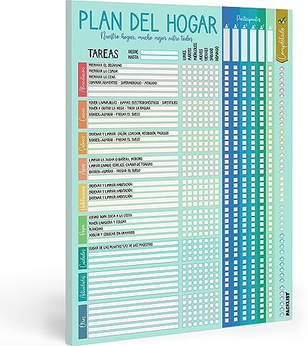 PACKLIST Planificador Tareas Hogar - Plan de Limpieza para Compañeros de Piso, Niños y Familias - Nuestro Hogar, Mucho Mejor entre Todos - Planificador para Compartir las Tareas de la Casa