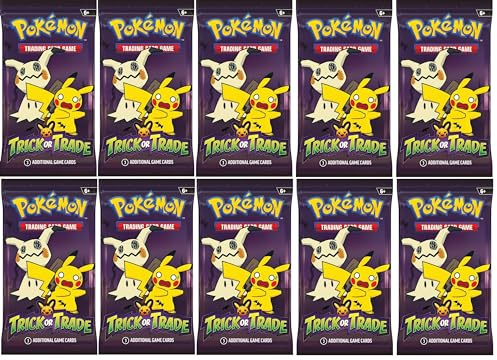 Pokemon 10 Trick or Trade Booster 2023 Booster Sammelkarten | ENGLISCH | Sonder Halloween Serie | + Arkero-G 10 Soft Card Sleeves