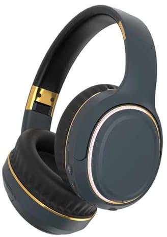 Fiauli Wireless Headphones Over Ear,HiFi Sound Noise Reduction Bluetooth Headphones With Ambient Light,Built-in Mic,Bluetooth 5.3 Lightweight Foldable Wireless＆Wired Headset for Phone PC (Dark Blue)