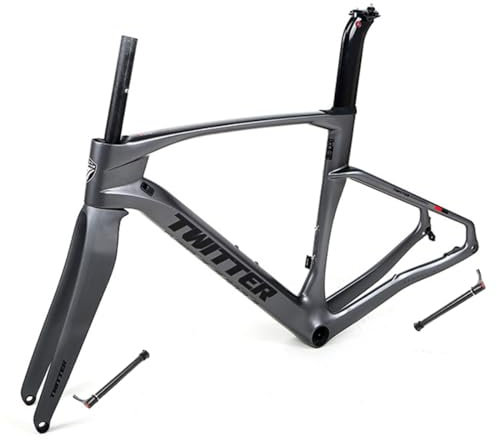 HIMALO 700C Carbon Rennrad Rahmensatz Scheibenbremse Gravel Bike Rahmen 45/48/51/54cm Leichtgewicht Rahmen Mit Interner Verlegung Steckachse F12x100mm/R12x142mm (Size : 45CM)