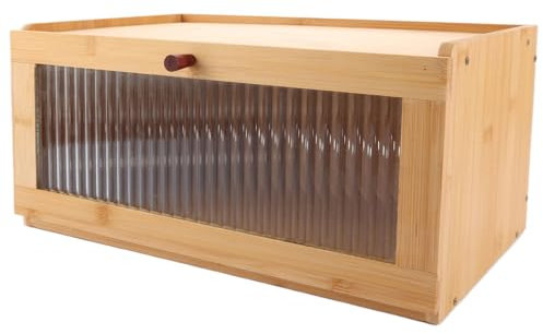 APACALI 1 Stück Brotkasten Bambus, 40x24x20CM Brotbox Holz, Brotkasten Holz mit Klappdeckel, Brotbox zur Brotaufbewahrung, Brot Aufbewahrungsbox, Brotbehälter Visualisiert für Brot, Natur Bambus