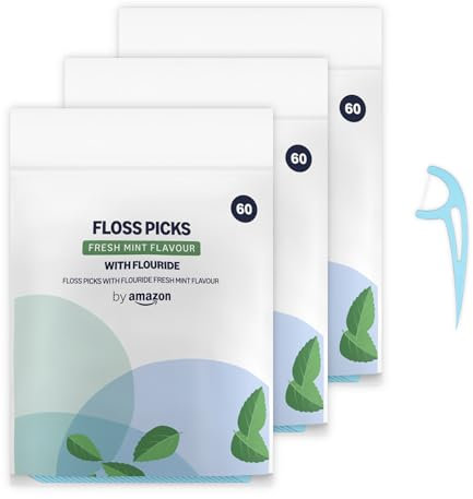 By Amazon Floss Picks Mint 180pcs – 3 Packs of 60pcs