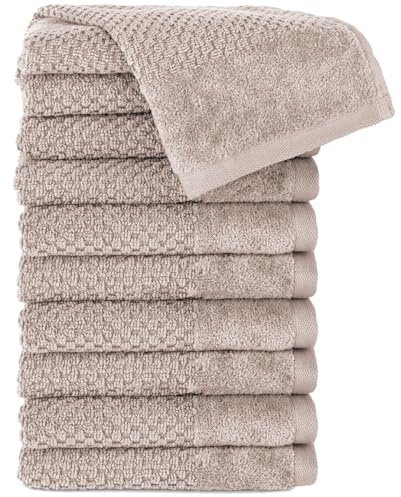 Pure Label Gästehandtuch 10er-Pack 30x50cm aus 100% Baumwolle - Stein | 100% Baumwolle, weich & saugstark - Waschbar bis 60∘C, trocknergeeignet