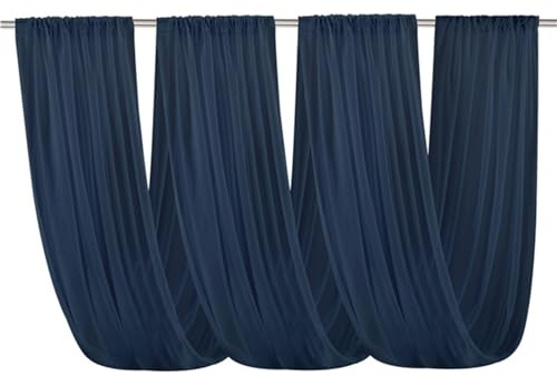 FANSU Vorhang Hochzeitsbogen Querbehang Freihanddeko Chiffon Tüll Stoff Deko Vorhang Hochzeit Querbehang für Torbogen Zeremonie Geburtstag Party Gardinen Tabelle Deko (150x600cm,Navy blau)