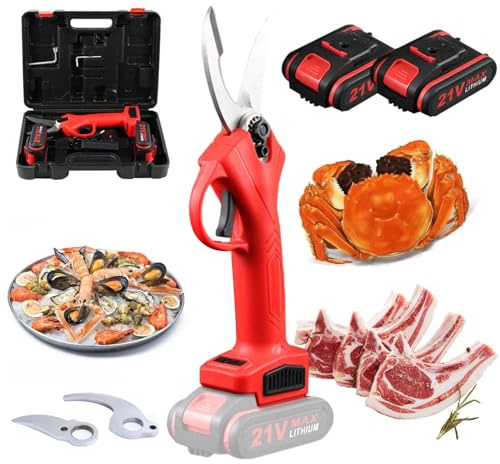 Tijeras para huesos de cocina/Tijeras de cocina eléctricas para cortar carne/Tijeras de cocina multifunción con 2 baterías y cuchilla de repuesto para carne de pollo congelada,mariscos y verduras