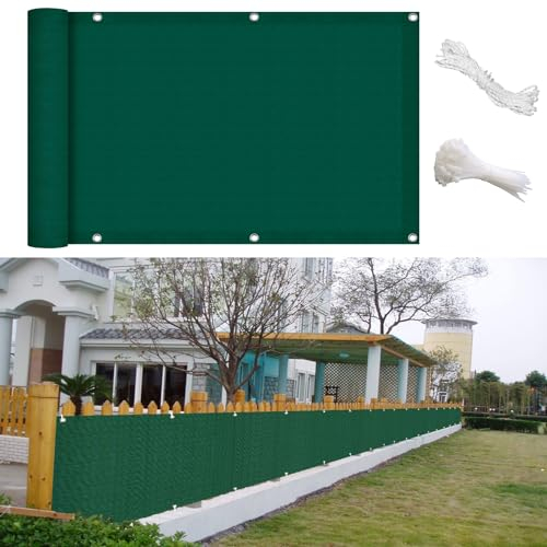 GAIFNAG Balkon Sichtschutz Ohne Bohren 115 x 500 cm Sichtschutz Sichtschutzzaun, Balkonumspannung, Balkonverkleidung Uv-Schutz Ohne Bohren, Sichtschutz für Balkon Garten im Freien, Dunkelgrün