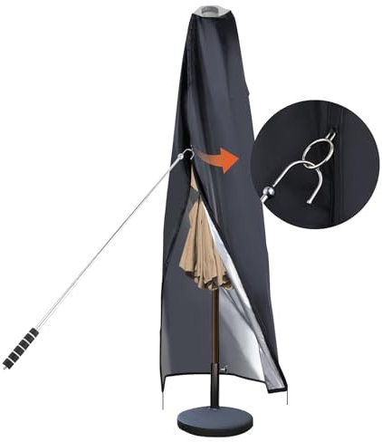 Cubiertas para sombrilla de terraza, impermeables, aptas para sombrillas solares de 330 cm/390 cm, cubierta para sombrilla de jardín 420D con ventana transparente superior (185 x 20 x 85 x 60 cm)