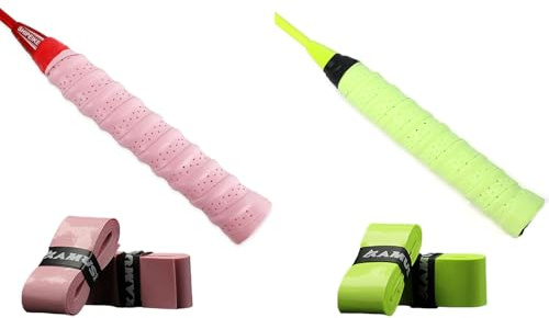 Kisstta 2 Stück Griffband, Anti-Rutsch-Band Für Badmintonschläger, Anti-Rutsch-Band Für Tennisschläger, Rosa Und Grünes Anti-Rutsch-Band Für Tennisschläger, Badmintonschläger, Golfball (2,5cm*100cm)