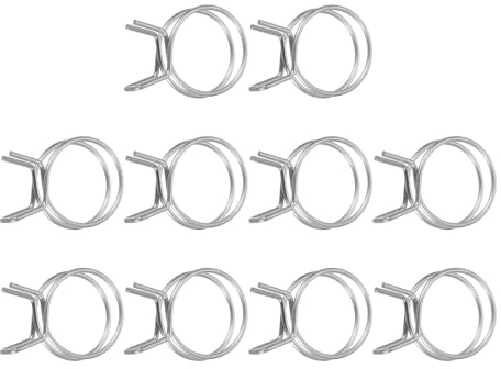 sourcing map 10Pcs 30mm/1.18inch Inner Dia Double Wire Spring Hose Clamp, Stainless Steel Adjustable Spring Clips for Hose Fuel Line Silicone Tube Water Pipe Air Pipe