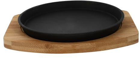 Alipis Piastra Per Barbecue Vassoio Teppanyaki Padella Per Bistecche Piastra Per Grigliare Realizzata in Ghisa e Bambù Materiale Resistente e Duraturo Facile Da Pulire Idea Per Barbecue i