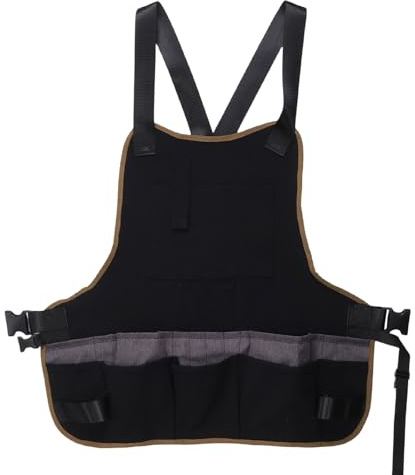 sourcing map Canvas Work Tool Apron 22.8x22 Adjustable Belt Workshop Bib Aprons with 21 Pockets for Men and Women Woodworking Pouch, Black