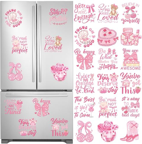 Dazoratix Pink Inspirational Refrigerator Magnets - 20 Pcs Bow Locker Decor