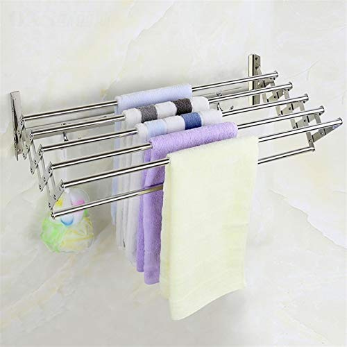 Towel Holder Bathroom Towel Bar Stainless Steel Towel Rail Multi-Function Durable Airer Telescopic/70Cm (90cm)