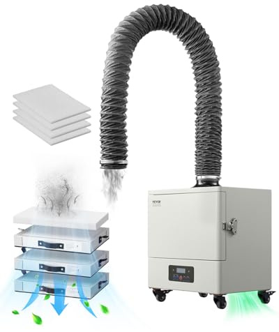 VEVOR Extractor de Humos de Soldadura 280 W con Mangueras Dobles Absorbedor de Humo de Soldadura 459 m³/h sin Escobillas con Filtros de 4 Etapas y 10 Velocidades para Soldadura, Grabado Láser