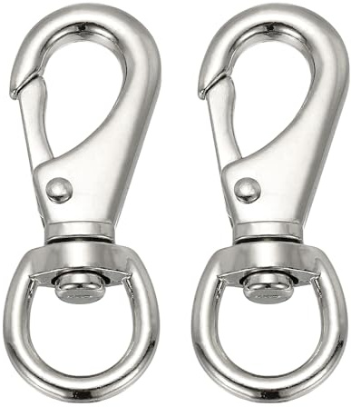 PATIKIL 2Pcs Flag Swivel Snap Clips, 3.2 Inch Heavy Duty Alloy Flag Pole Hooks Stainless Flagpole Accessories for Rope Hardware Key Chain Leash Leather Craft, Silver Tone