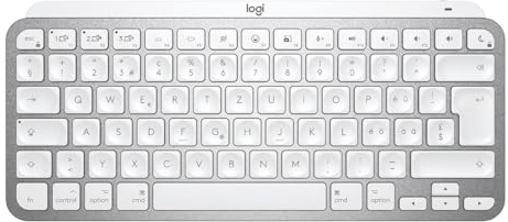 Logitech MX Keys Mini for Mac - kabellose Tastatur, kompatibel mit MacBook Pro, MacBook Air, iMac, iPad, Tasten mit Hintergrundbeleuchtung, Suisse/Schweizer QWERTZ-Layout - Pale Gray [Bulk]